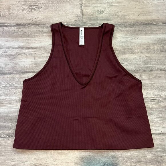 Set of 3! Athleta Aurora Seamless Crop Rib Tanks - Red, Wine, Lavender - Large - Picture 5 of 13